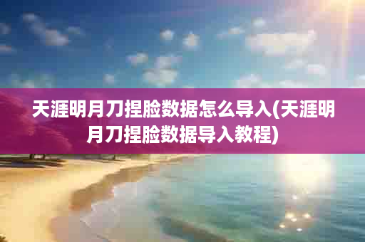 天涯明月刀捏脸数据怎么导入(天涯明月刀捏脸数据导入教程)