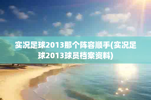 实况足球2013那个阵容顺手(实况足球2013球员档案资料)