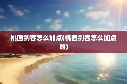 桃园剑客怎么加点(桃园剑客怎么加点的)